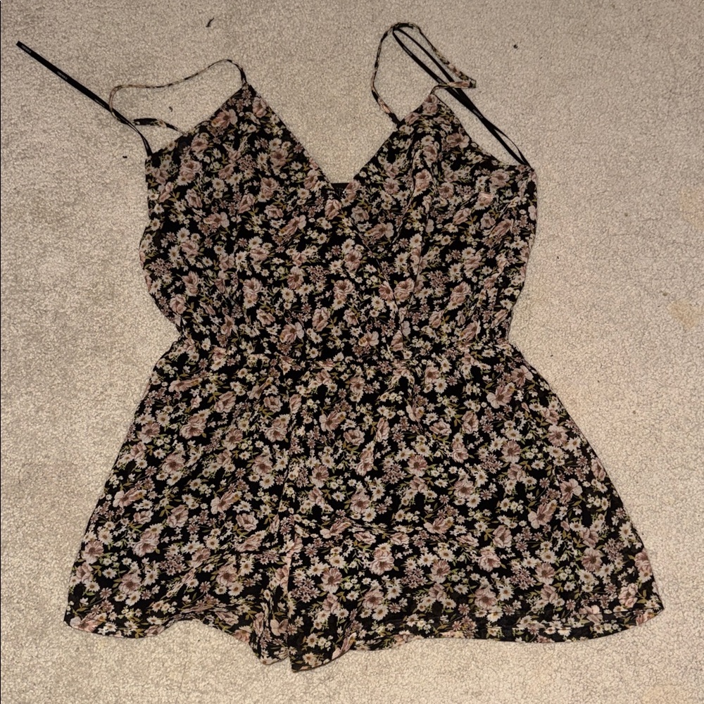Floral Black Women's Romper